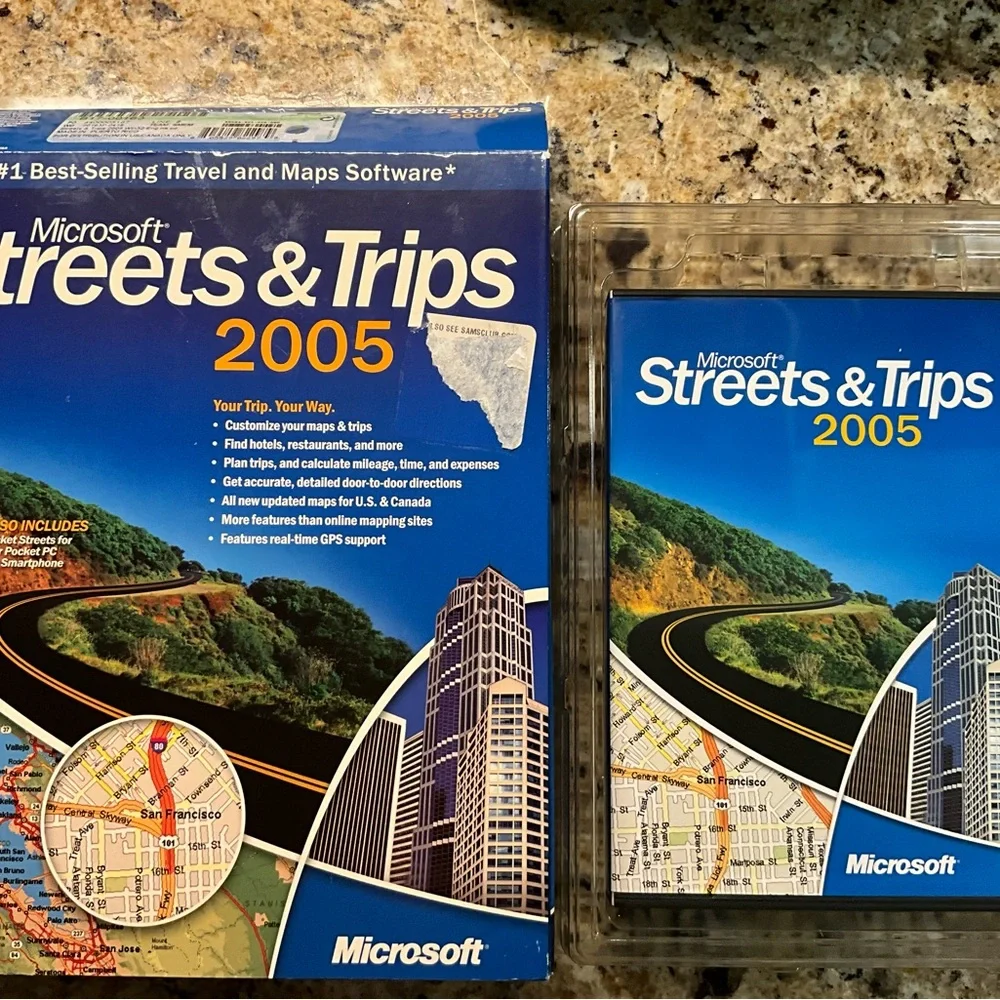 Vintage Microsoft Streets and Trips 2005 no GPS version map maps travel
